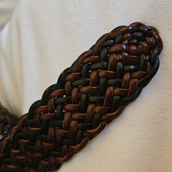 BRIGHTON Braided Brown Leather Belt with Scroll Buckle - Picture 5 of 7